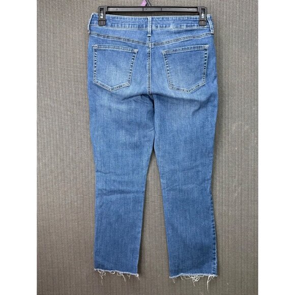 NYDJ Sheri Ankle Jeans Womens Size 8 Blue Light Wash Raw Hem Stretch Denim - Picture 1 of 11